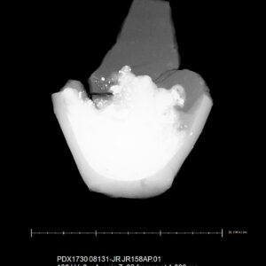 An x-ray of a partial crucible. Lead residue shows up as bright white as the x-rays cannot penetrate it.