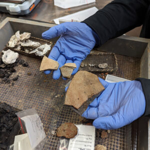 Spanish coarseware olive jar fragments found in the Governor's Well