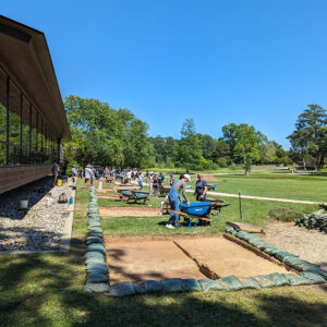 A view of the field school excavations in front of the Archaearium museum