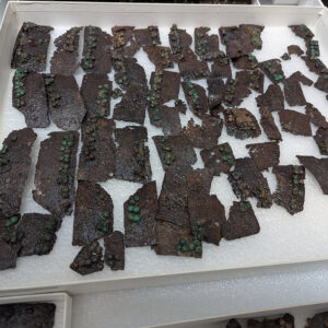 Already-conserved brigandine armor in the collections dry room