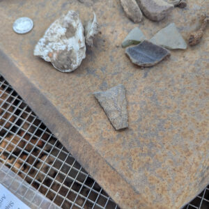 A partial projectile point, possibly a Yadkin type, found near the Seawall