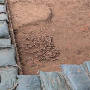 A pile of wire nails discovered in the cellar excavation area