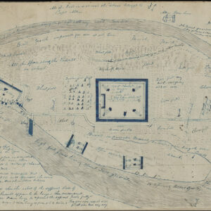 A Civil War-era map of Jamestown Island showing military structures. Courtesy of William & Mary's Special Collections Research Center. https://scrcguides.libraries.wm.edu/repositories/2/resources/9776