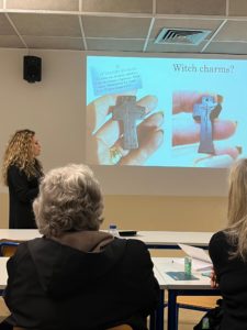 Gemologist Sarah Steele gives a presentation on jet crucifixes of Jamestown