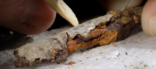 Knife blade undergoing conservation