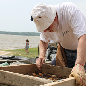 man screening for artifacts