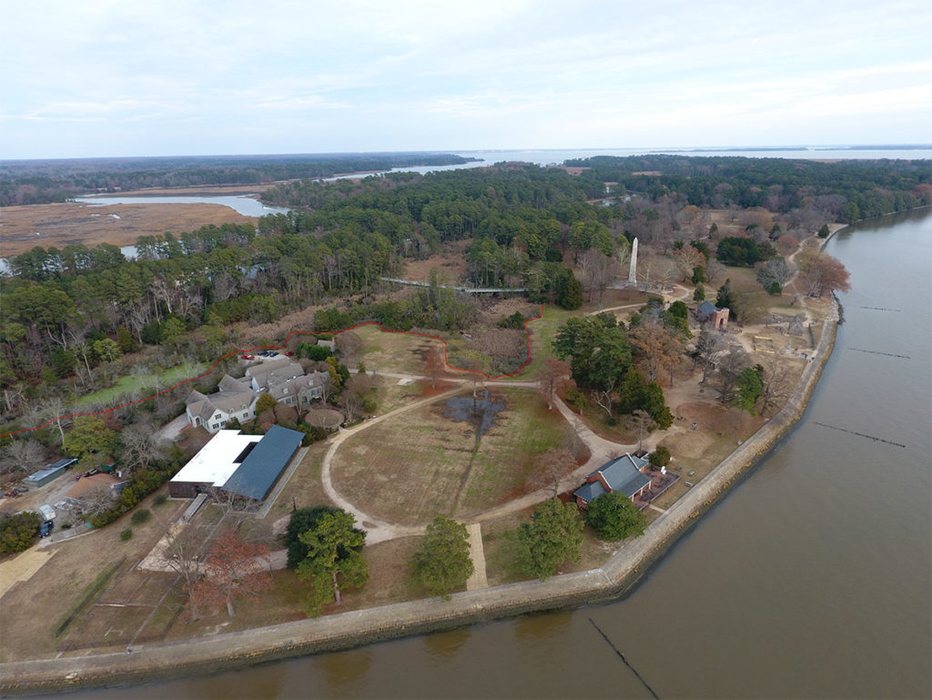 Jamestown Island, 2016. Border shows growth of Pitch and Tar Swamp.