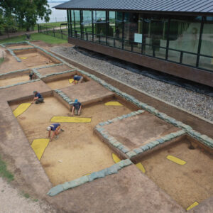 Burials discovered in the Archaearium excavations have been digitally highlighted in yellow.