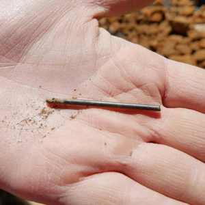 Hand holding pencil lead fragment